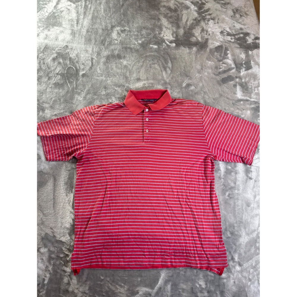 Vintage Polo Golf Ralph Lauren Shirt Mens Large L Red Blue Striped Pima Cotton